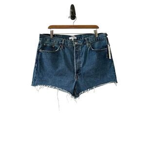 Re/Done Women's Bleu Mere 90s Low Slung Denim Short Size 32
